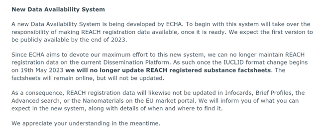 comunicazione di ECHA 19052023